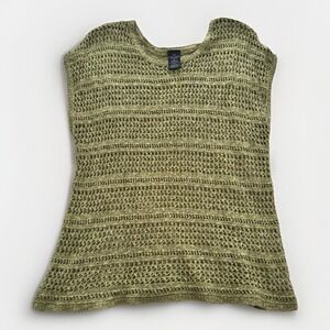 Faded‎ Glory Women's Green Crochet Top-Sz 2X-Plus Size-Beach-Casual-Swim Coverup